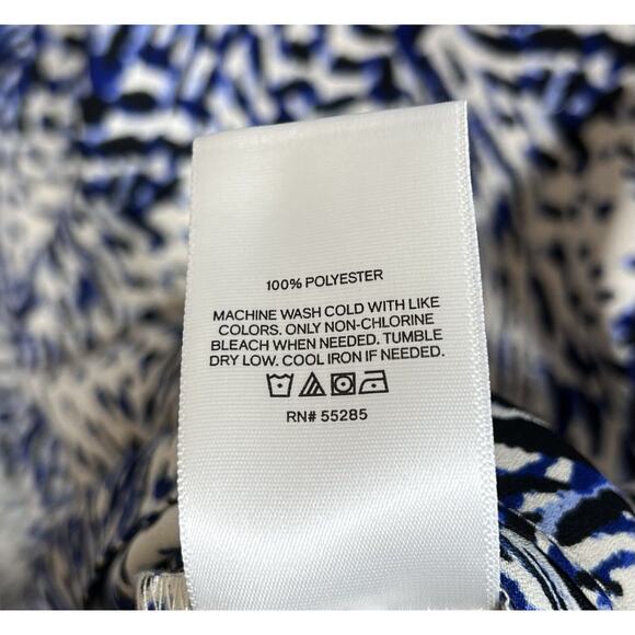 Express Dress Womens Size XL Blue Animal Print Hi Low Long Sleeve V-Neck Keyhole - Picture 4 of 10